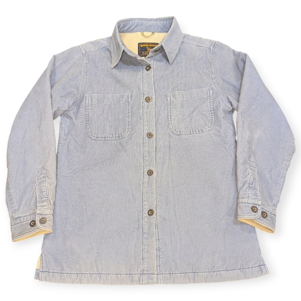 WOOLRICH Woman's Corduroy Fleece Lined Button Shirt Jacket Shacket Sz S Cottage